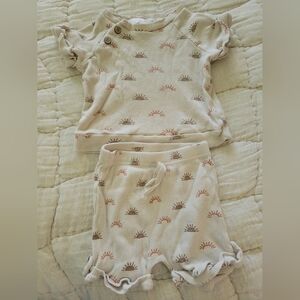 Kids Matching Set in Cream and Brown, Size 24 Month